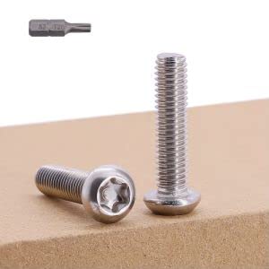 M4-0.7 x 25mm (60 pcs) Button Head Torx Security Machine Screws Bolts, one Bit Included, 304 Stainless Steel 18/8, Tamper Resistant Screws, Full Thread, ISO7380(Torx)