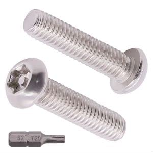 M4-0.7 x 25mm (60 pcs) Button Head Torx Security Machine Screws Bolts, one Bit Included, 304 Stainless Steel 18/8, Tamper Resistant Screws, Full Thread, ISO7380(Torx)