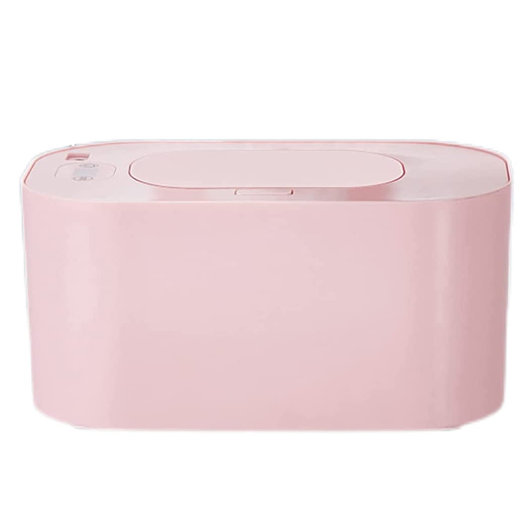 Baby Wet Wipes Warmer, Portable Diaper Wipes Heater Box, USB Charging Wipe Dispenser, Refillable Wipe Container for Home Car Travel (Pink)