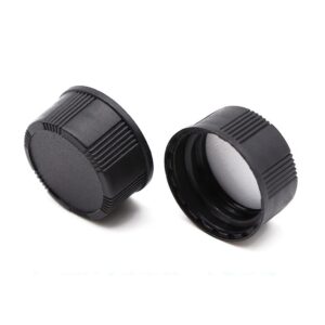 MEETOOT 12pcs Phenolic Resin Cover 28 Threads 20mm Black Poly Seal Screw Caps for Daily Chemicals, Food, Cosmetics Bottles