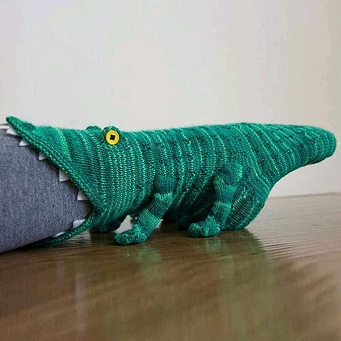 YumSur Knit Crocodile Socks for Women Men, Novelty Shark Crocodile Socks Floor Socks, Animal Socks Alligator Socks Winter Home Warm Socks