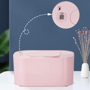 Baby Wet Wipes Warmer, Portable Diaper Wipes Heater Box, USB Charging Wipe Dispenser, Refillable Wipe Container for Home Car Travel (Pink)