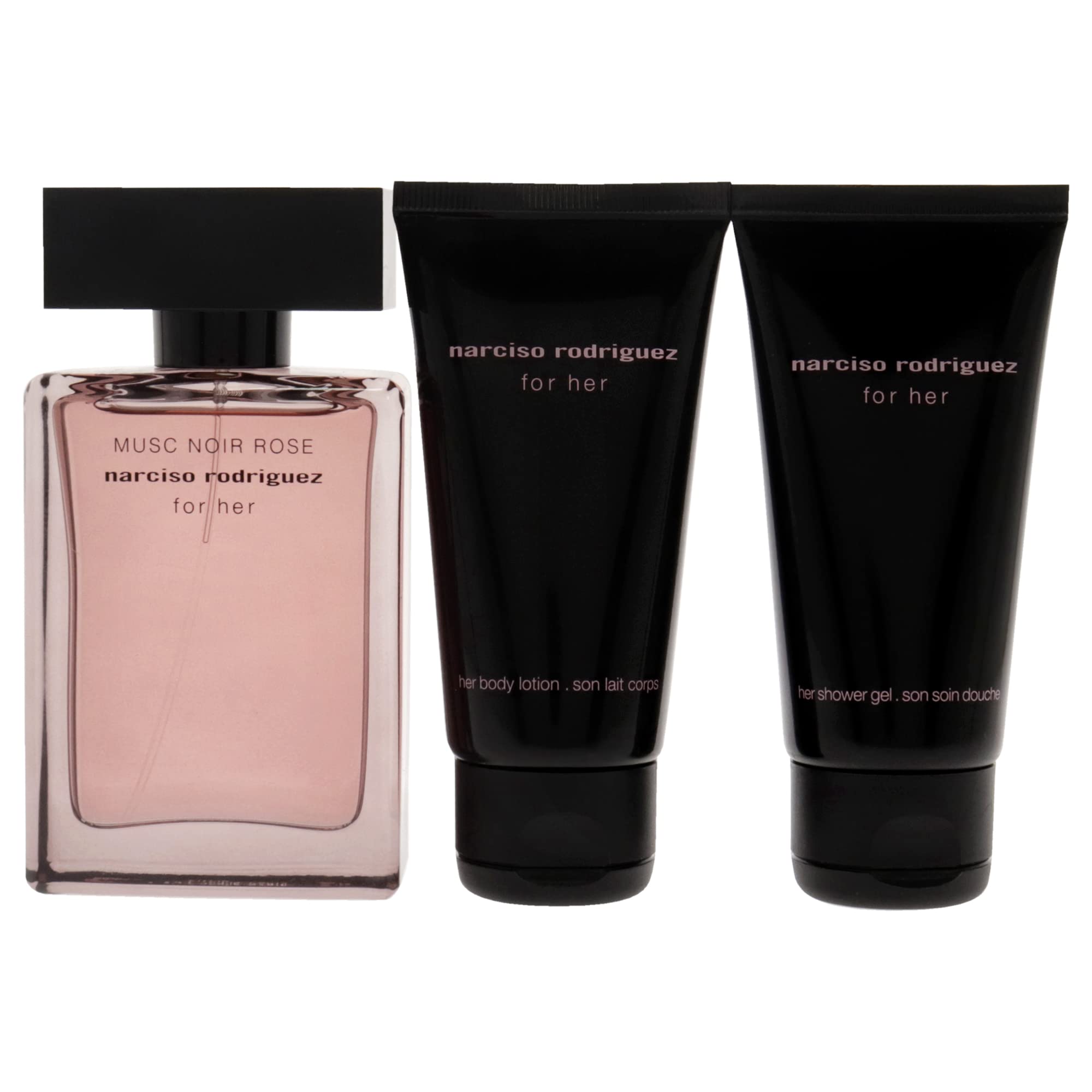 Narciso Rodriguez Musc Noir Rose 1.6oz EDP Spray, 1.6oz Body Lotion, 1.6oz Shower Gel Women 3 Pc Gift Set