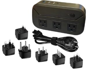 220v to 120v voltage converter converter travel adapter power step down worldwide travel universal travel adapter 2300w power converter 3usb ports(1 typec 2 type a 1 typea quick charge 3.0 )