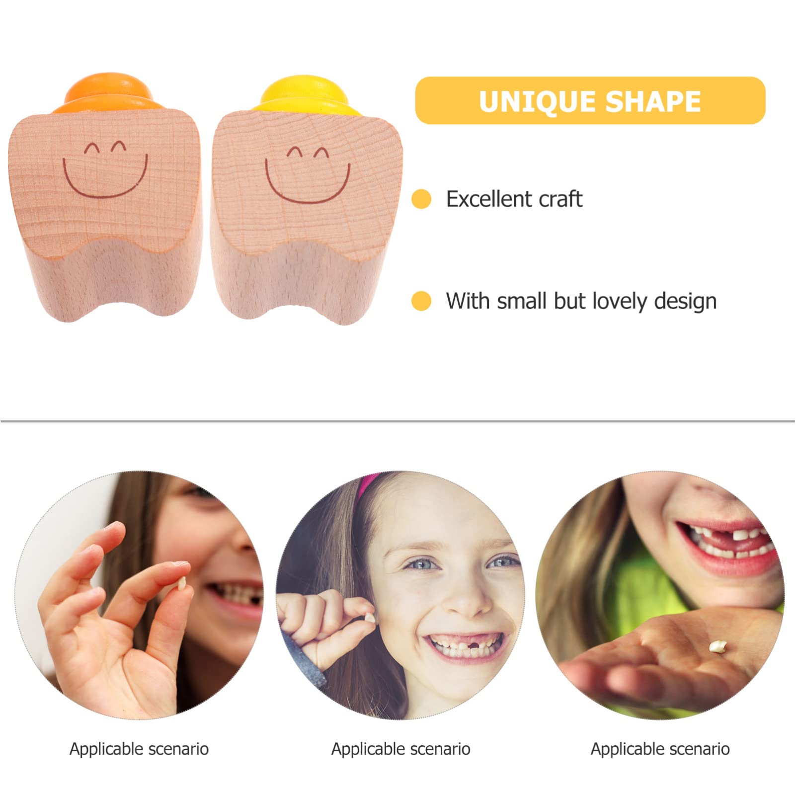 2pcs Baby Tooth Box Keepsake Cartoon Wooden Tooth Storage Saver Box for Lost Teeth Children Newborn Baby Birthday Shower