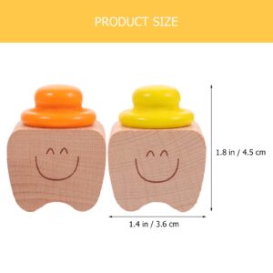 2pcs Baby Tooth Box Keepsake Cartoon Wooden Tooth Storage Saver Box for Lost Teeth Children Newborn Baby Birthday Shower