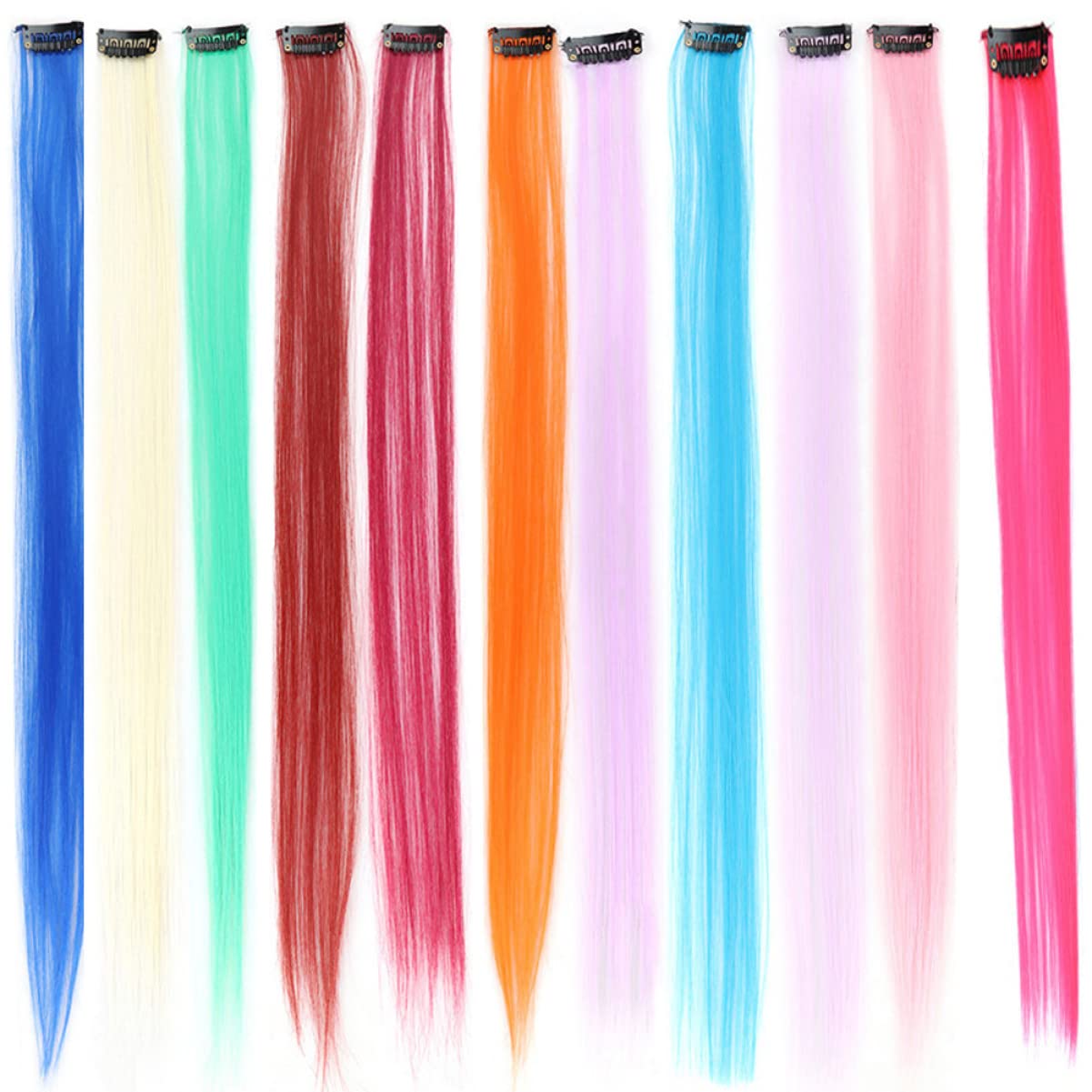 LALAFINA 48 Pcs Hair Extension Clip One-piece Hair Clip Long Hair Clip Seamless Hair Clip Colorful Hair Clip