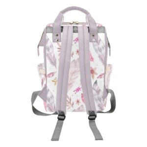 COWSROCK Personalized Mommy Nursing Bags Baby Girl Boy Diaper Bags, With Name Custom Upload the Baby's Name or a Message Feather Arrow Boho Style Diaper Backpack