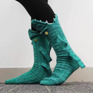 YumSur Knit Crocodile Socks for Women Men, Novelty Shark Crocodile Socks Floor Socks, Animal Socks Alligator Socks Winter Home Warm Socks