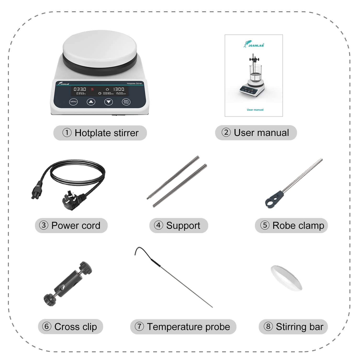 Digital Magnetic Stirrer Hot Plate Ceramic Coated Lab Hotplate Magnetic Stirrer Mixer 3000ml | 50-1500rpm Temp Probe Sensor and Stand Included