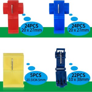 QOOSIKICC 80 Pcs Quick Splice Wire Connectors, Solderless Quick Splice Snap Electrical Wire Connectors, Insulated Electrical Wire Crimp Connectors Terminal Joint, 22-10 AWG