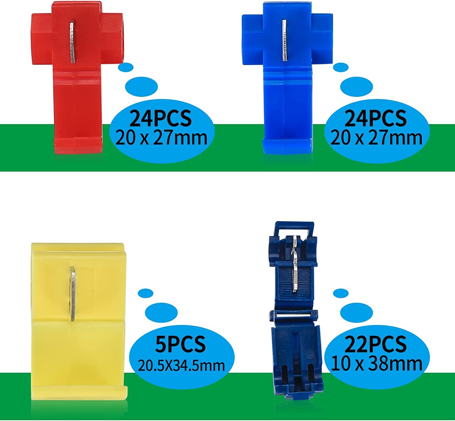 QOOSIKICC 80 Pcs Quick Splice Wire Connectors, Solderless Quick Splice Snap Electrical Wire Connectors, Insulated Electrical Wire Crimp Connectors Terminal Joint, 22-10 AWG