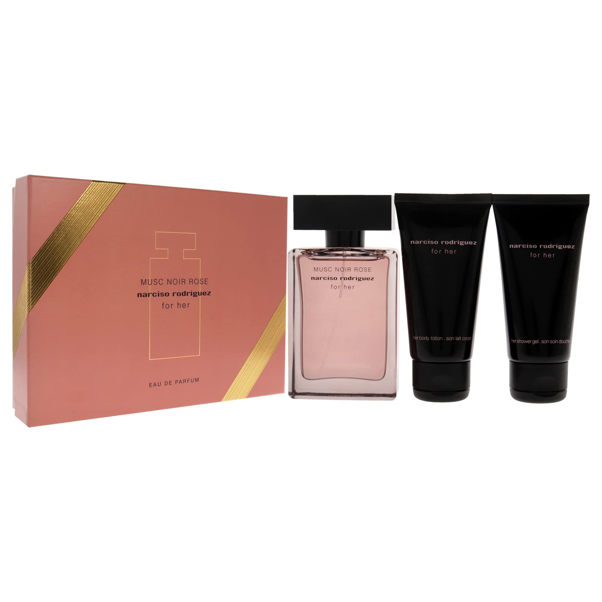 Narciso Rodriguez Musc Noir Rose 1.6oz EDP Spray, 1.6oz Body Lotion, 1.6oz Shower Gel Women 3 Pc Gift Set