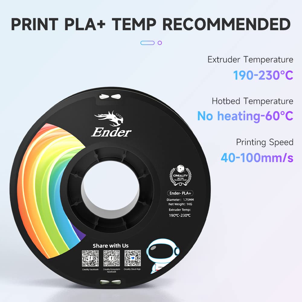 Creality 3D Printer Filament, PLA Plus Filament 1.75mm White, PLA Pro Toughness Upgraded Dimensional Accuracy +/- 0.03mm, 1KG Spool(2.2lbs) Ender PLA+ Filament for Most 3D Printer