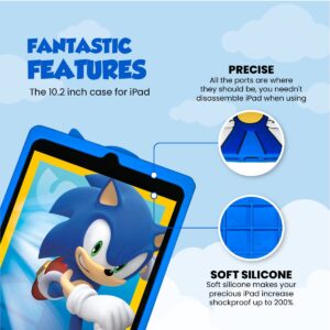 Sonic The Hedgehog iPad Silicone Back Case Cover, Anti Slip Rubber Protective Skin Soft Bumper for iPad 9th (2021)/8th (2020)/7th (2019) Gen (Sonic)