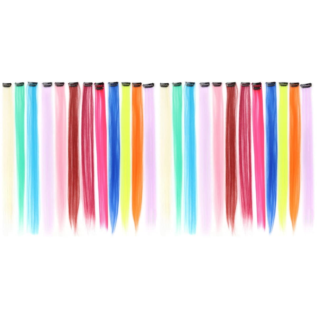 LALAFINA 48 Pcs Hair Extension Clip One-piece Hair Clip Long Hair Clip Seamless Hair Clip Colorful Hair Clip