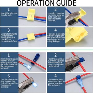 QOOSIKICC 80 Pcs Quick Splice Wire Connectors, Solderless Quick Splice Snap Electrical Wire Connectors, Insulated Electrical Wire Crimp Connectors Terminal Joint, 22-10 AWG