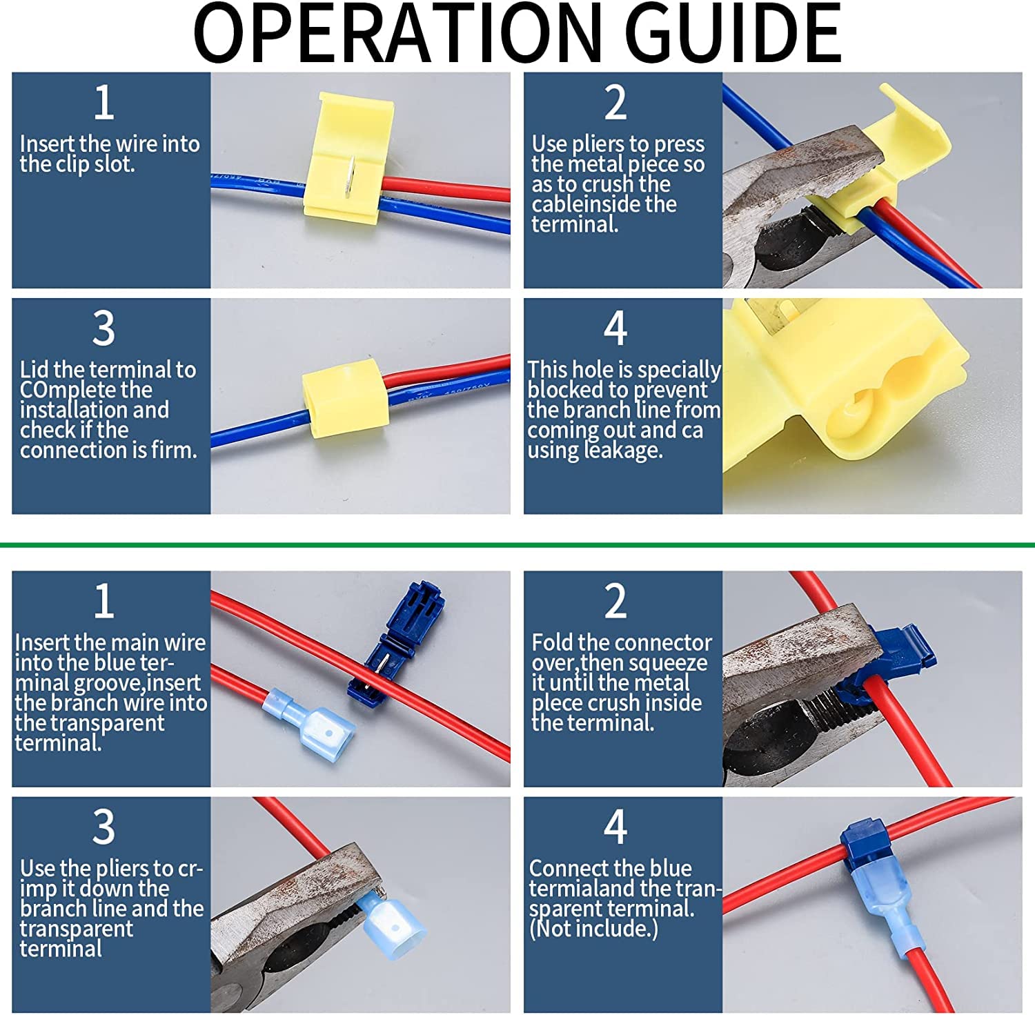 QOOSIKICC 80 Pcs Quick Splice Wire Connectors, Solderless Quick Splice Snap Electrical Wire Connectors, Insulated Electrical Wire Crimp Connectors Terminal Joint, 22-10 AWG