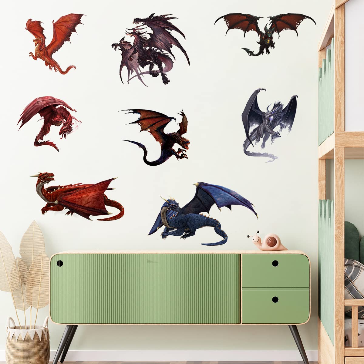 WOYINIS 8 Big 3D Dragon Wall Stickers Ancient Dragons Legend Story Wall Decals Art Peel & Stick Removable Livingroom Kids Room Playroom Library Nursery Classroom Wall Decor