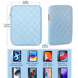 Dadanism 9-11" Tablet Sleeve for iPad 10.2 9/8/7th, iPad 10th Gen 10.9, iPad Pro 11 M4, iPad Air 11", iPad Air 5/4 10.9, Galaxy Tab A9+/S9 FE/A8, Puffy Padded Protective iPad Carrying Case, Blue