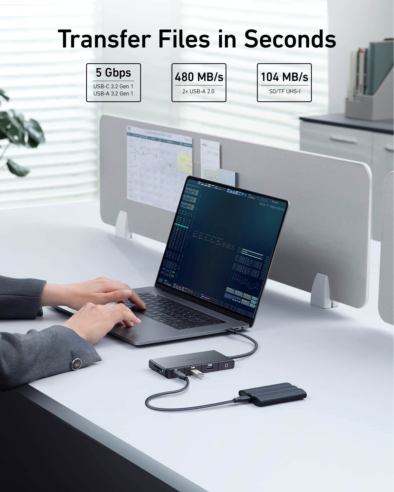 Anker 552 [USB]-[C] [Hub] (9-in-1) with 100W Power Delivery, [4K]@30Hz [HDMI], 4 [USB]-[C] and [USB]-A Data Ports, Ethernet and SD/microSD [C]ard Slot for MacBook, HP, Dell Laptops, and More