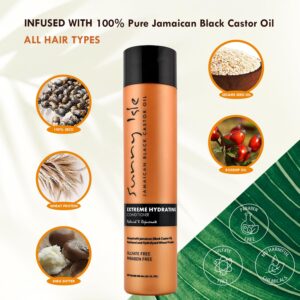 Sunny Isle Jamaican Black Castor Oil Extreme Hydrating Shampoo and Conditioner 10.1oz, Extra Dark JBCO 2oz Bundle | Hair Growth | Damaged Hair Repair Regimen | Body Care Oil for dry skin