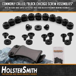 HolsterSmith Holster Attachment Mounting Assembly – (12 Pack) - (1/4 Chicago Slotted Binding Post + 1/4 Truss Head Screw + 1/8 EPDM Washer) - for DIY KYDEX Holster Belt Clips & More