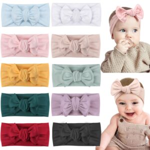 vobobe 10 pcs baby nylon headbands hairbands hair bow elastics handmade hair accessories for baby girls newborn infant toddlers kids (solid color)