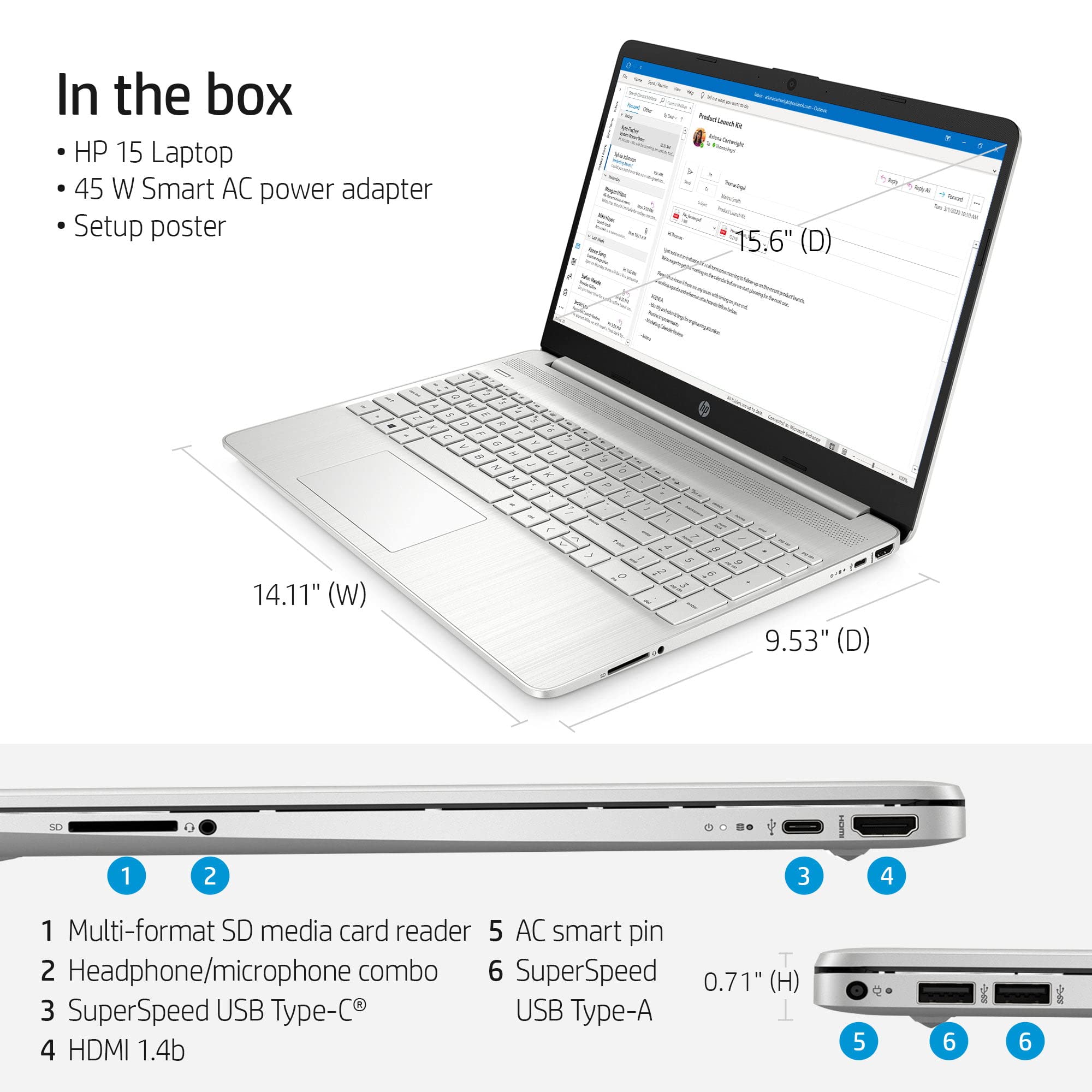 HP 15.6" Micro-Edge HD Laptop, Intel Core i3-1115G4 up to 4.1GHz (Beat i5-1035G4), 16GB RAM, 512GB PCIe SSD, Wi-Fi 6, Lightweight, Bluetooth, Webcam, Fast Charge, 11 Hours Battery Life, HDMI, Win11