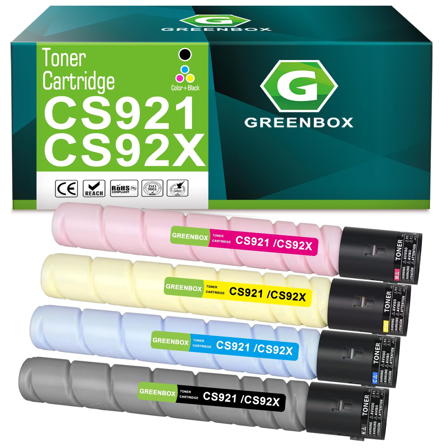 GREENBOX Remanufactured CS92X CS921 Toner Cartridge Replacement for Lexmark 76C00K0 76C0C0 76C00M0 76C00Y0 for Lexmark CS92X CS920 CS923 CX920 CX921 CX922 CX923 CX924 Printer(4 Pack)