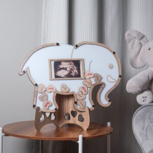 Baby Shower Guest Book Alternatives - Elephant Baby Shower Decorations For Boy - Blue Baby Shower Centerpiece - Jungle Baby Shower Decorations - Baby Sonogram Frame Keepsake- Elephant Nursery Decor Photo Frame - Safari Jungle Baby Shower Sign In Guestbook