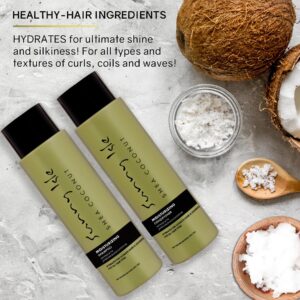 Sunny Isle Shea Coconut Moisturizing Shampoo and Conditioner 12oz, Intensive Repair Masque 16oz, Extra Dark JBCO 2oz (4-Piece) Bundle | Deep Hydration - Curly Wavy Coils