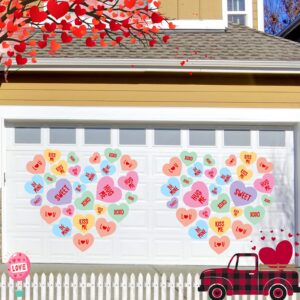 38 Pieces Heart Stickers Garage Door Heart Stickers Valentine's Candy Heart Colorful Self Adhesive Heart Label Decals for Valentine's Day Garage Car Envelope Seal, 6 Colors