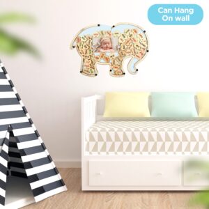 Baby Shower Guest Book Alternatives - Elephant Baby Shower Decorations For Boy - Blue Baby Shower Centerpiece - Jungle Baby Shower Decorations - Baby Sonogram Frame Keepsake- Elephant Nursery Decor Photo Frame - Safari Jungle Baby Shower Sign In Guestbook