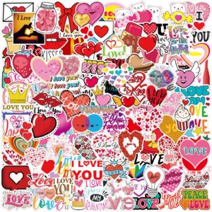 100pcs valentine's day stickers love stickers, love heart stickers vinyl waterproof romantic valentine stickers for laptops gifts water bottles scooters and valentine's day wall window decorations