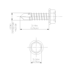 #10x3/4'' Hex Washer Head Self-Drilling Tek Screws, Zinc-Plated Steel,100pcs/box