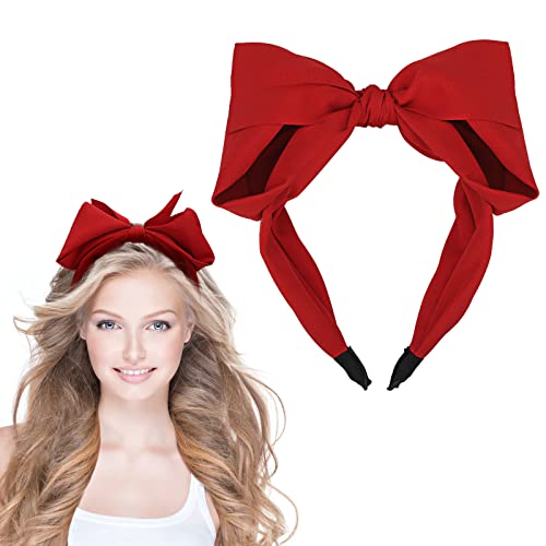 WLLHYF Bow Headbands for Women, 1 PCS Hair Bands Fashion Cute Hairband Non-Slip Headwear Beautiful Red Hair Hoop Knotted Wide Turban Headbands Valentine's Day Gifts for Women's Headbands