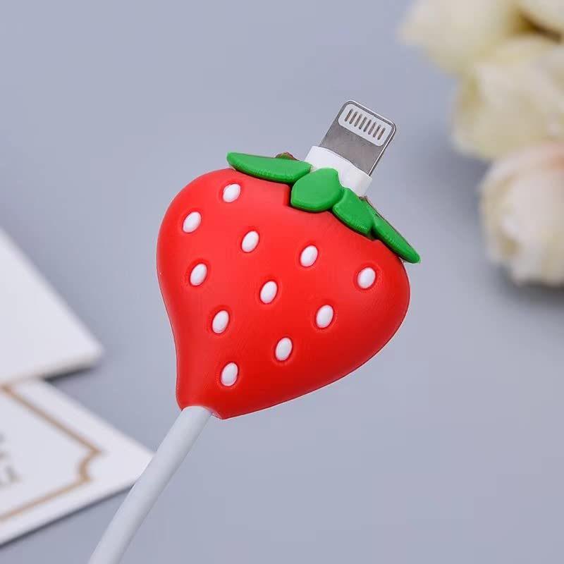 zuzengstory 24PCS Piece USB Charger Protector, Suitable for iPhone iPad Cable, Fruit bite Charging Protector and Cable Holder, Charging Cable Protector, Mobile Phone Accessory Cable Partner