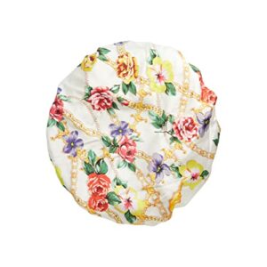 KISS COLORS & CARE Reversible Hair Bonnet Super Jumbo - Floral Design, Luxurious Satin & Breathable Material for Hair Protection from Dryness, Friction & Split Ends Overnight - for All Hair Types