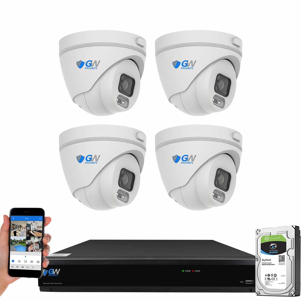 GW Security 5MP 1920P Security Camera System with AI Face/Human/Vehicle Detection, 8CH 4K DVR and 4 x 5MP 2592TVL Microphone Home CCTV Dome Camera, Smart AI Playback, Email Alert, 1TB Hard Drive