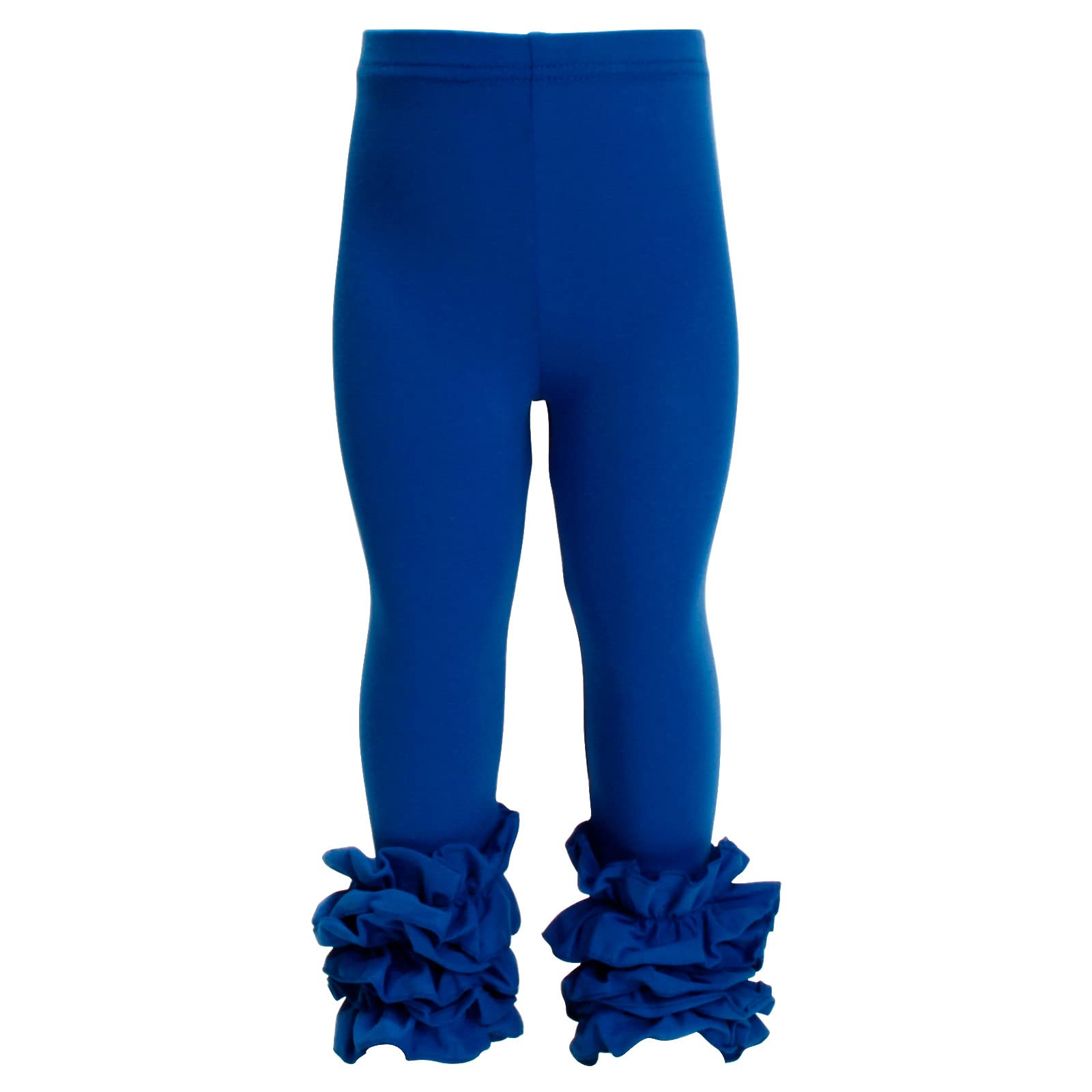 HOOLCHEAN Baby Toddler and Little Girls Cotton Ruffle Leggings (Royal Blue, M: 3-4T)