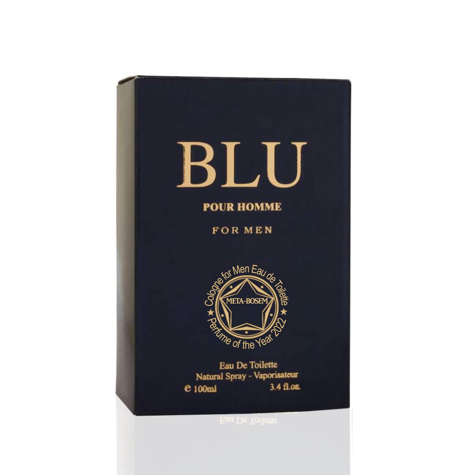 META-BOSEM Blu Pour Homme, Men's Cologne Eau de Toilette Natural Spray - Citrusy and Musky - Great Holiday Gift - for All Day Use - a Classic Bottle, 3.4 Fluid Ounce/100Ml