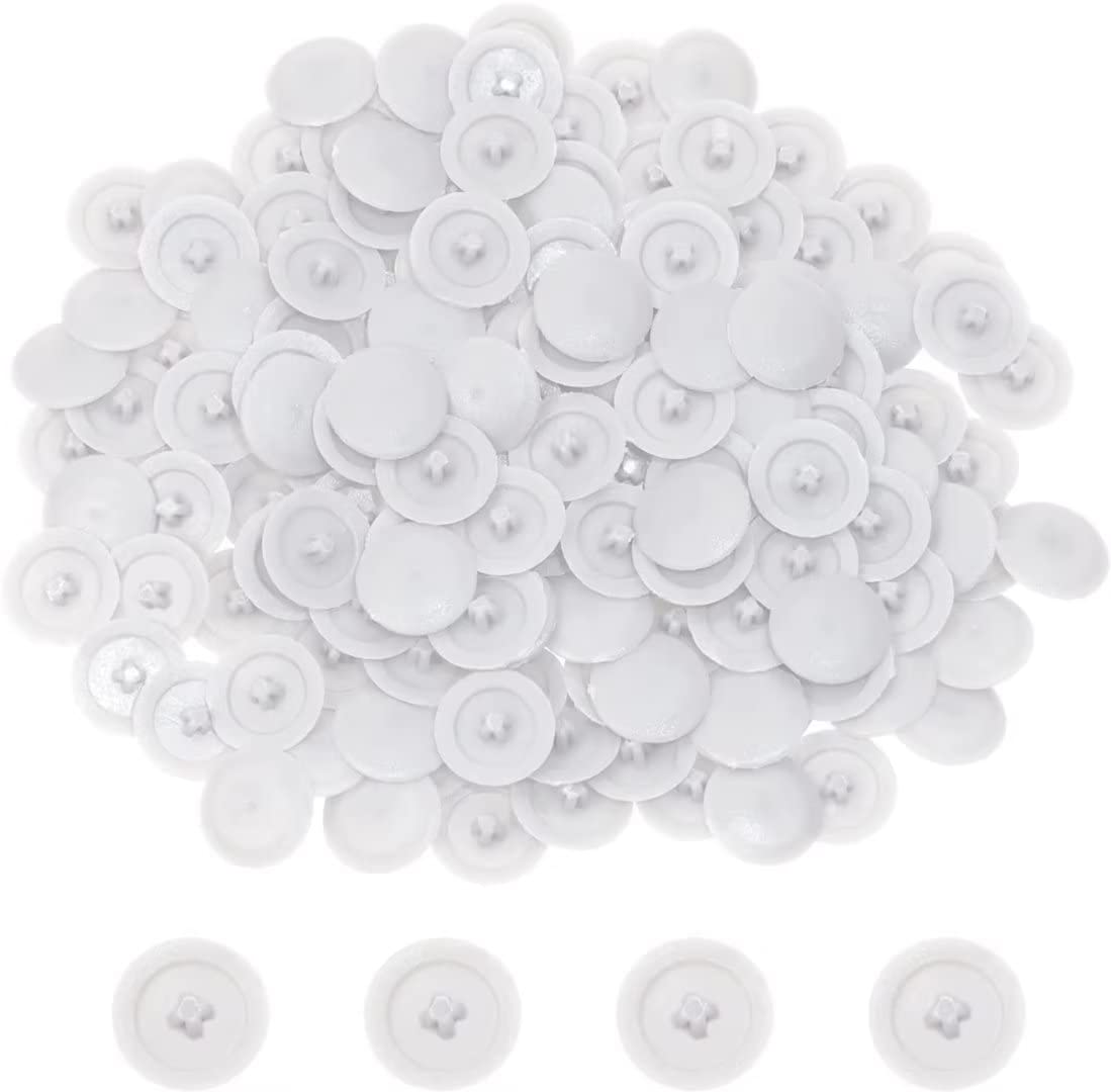 Mini Skater 200Pcs Screw Caps Plastic Self-Tapping Screw Hole Cap Covers for Diameter 7mm Flat Cross Screw Lids Furniture Fittings, (White)