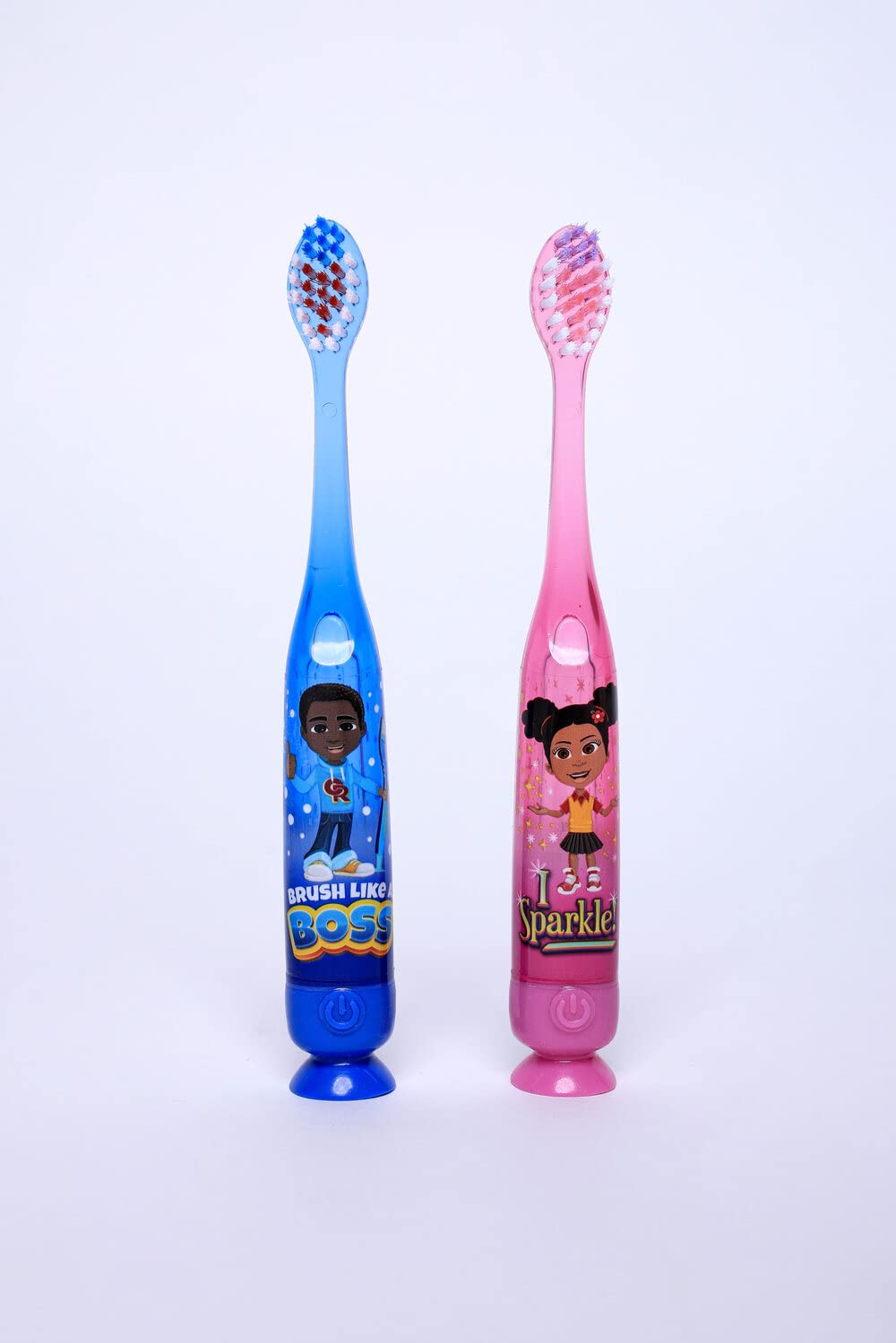 OUR REFLECTIONS Kids Manual Light Up 60 Seconds Timer Toothbrush, Suction Cup, Soft Bristles, Ages 3 and up. John (John Light Up Timer Toothbrush, Blue)