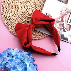 WLLHYF Bow Headbands for Women, 1 PCS Hair Bands Fashion Cute Hairband Non-Slip Headwear Beautiful Red Hair Hoop Knotted Wide Turban Headbands Valentine's Day Gifts for Women's Headbands