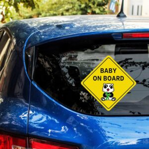 dreothy 2pcs baby on board sticker for cars funny cartoon panda baby on board sign safety warning decals car styling waterproof window bumper vinyl car stickers (panda)