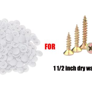 Mini Skater 200Pcs Screw Caps Plastic Self-Tapping Screw Hole Cap Covers for Diameter 7mm Flat Cross Screw Lids Furniture Fittings, (White)