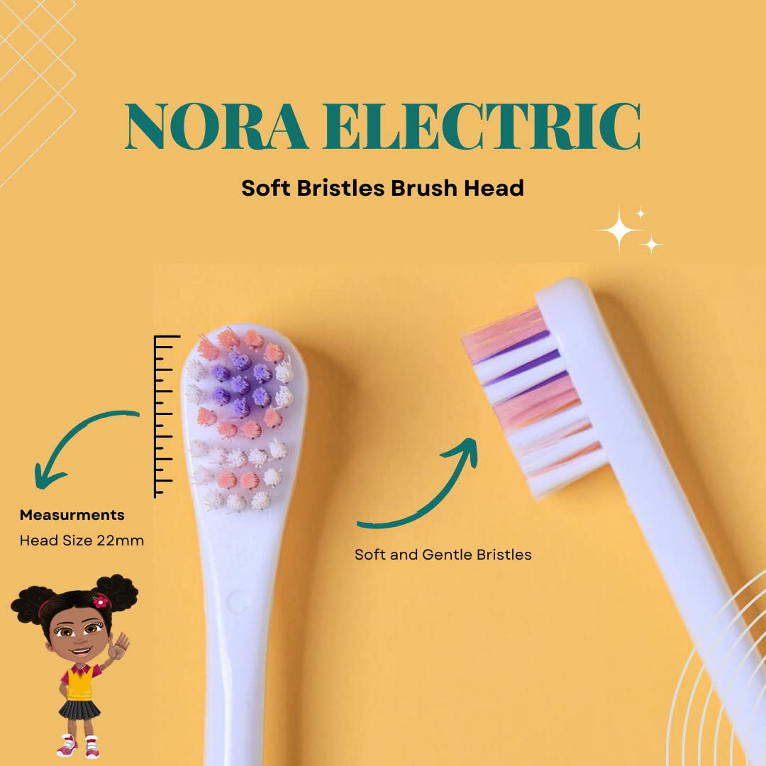 OUR REFLECTIONS Kids Battery Powered, 2 Toothbrush Heads, Soft Bristles, Ages 3 and up. Diversity Girl Nora, Boy John (Nora Electric Toothbrush, Pink)