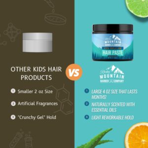 Rocky Mountain Barber Company Kids Hair Styling Paste for Boys - Large 4 oz Tub - Medium Hold Gel for All Hairstyles - Citrus Scent