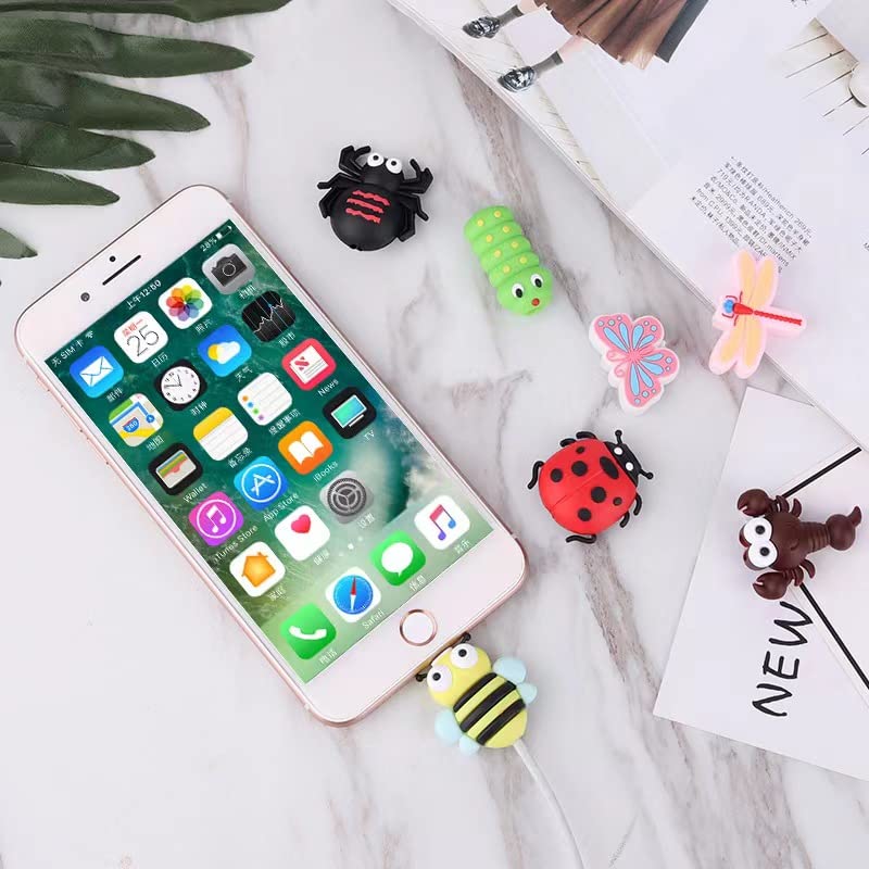 zuzengstory 24PCS Piece USB Charger Protector, Suitable for iPhone iPad Cable, Fruit bite Charging Protector and Cable Holder, Charging Cable Protector, Mobile Phone Accessory Cable Partner